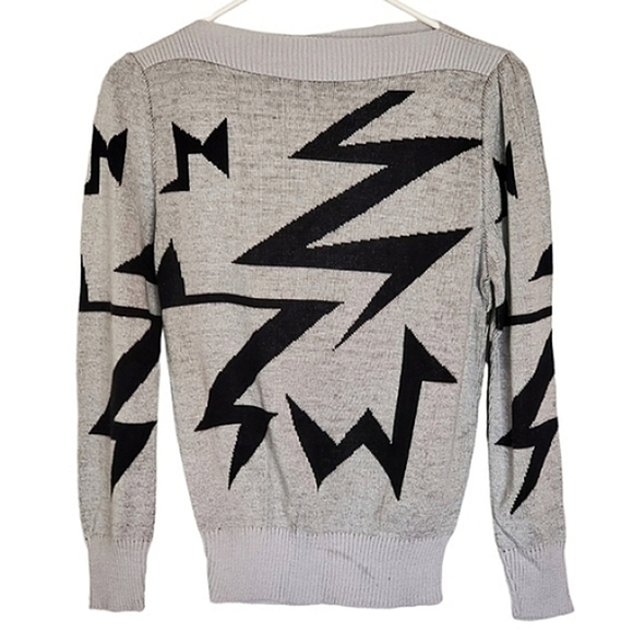 7106 * Unbranded Abstract Sweater Black Gray Size Unknown Vintage 80s - Picture 1 of 5